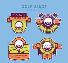 4款彩色高尔夫俱乐部徽章矢量图下载