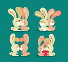 4对创意情侣兔子设计矢量下载