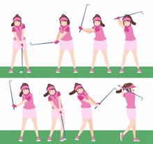 8款创意高尔夫女子动作图矢量