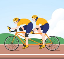 创意骑双人自行车的人物图矢量图片