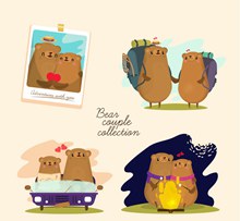 4对可爱情人节情侣熊矢量图片