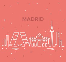 白色抽象马德里著名建筑图矢量图片