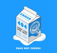 创意404错误页面漏掉的盒装牛奶图矢量下载