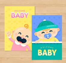 2款可爱迎婴卡片设计矢量图下载