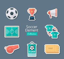 8款创意足球元素贴纸矢量图片
