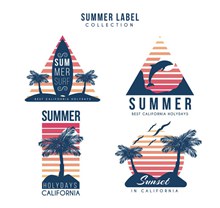 4款手绘夏日假期标签矢量图下载