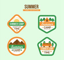 4款创意夏季野营标签矢量图