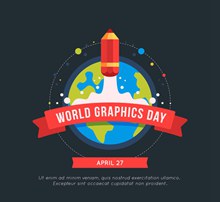 彩色世界平面设计日地球和彩色铅笔图矢量下载