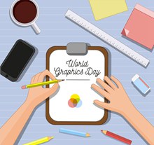 创意世界平面设计日写字的手臂图矢量图