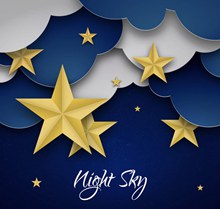 创意夜晚云朵和星星剪贴画创意矢量