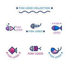 6款可爱鱼标志设计图矢量图