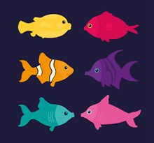 9款彩色鱼类设计矢量图下载