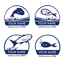 4款深蓝色鱼类标志矢量图下载
