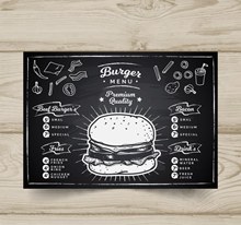 创意汉堡包店黑板画菜单矢量图