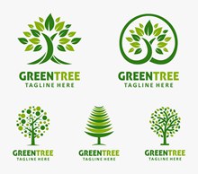 绿叶与树木元素标志创意V2矢量