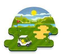 创意高尔夫球场风景矢量图下载