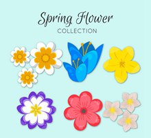 6款彩色质感春季花卉矢量图下载