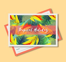 彩色热带树叶明信片矢量图片