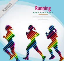 3款彩色跑步女子剪影矢量图片