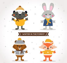4款狐狸和兔子等可爱森林动物图矢量下载
