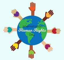 扁平化国际人权日地球和8个手臂图矢量