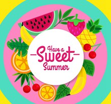 美味夏季水果框架图矢量图片