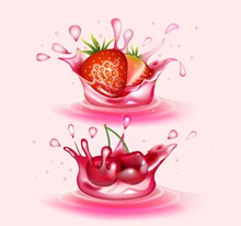 2款创意新鲜水果溅起的果汁图矢量图片
