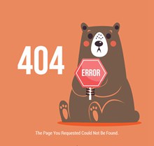 创意404错误页面坐姿棕熊矢量图