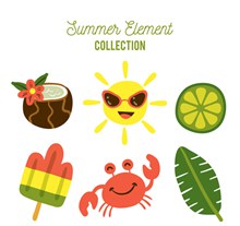 6款彩色夏季元素矢量图下载