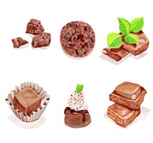 6款彩绘美味巧克力矢量