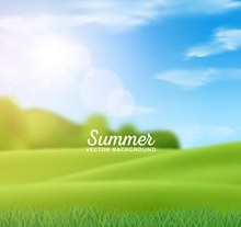 创意夏季阳光下的草地模糊风景图矢量下载