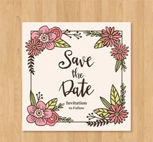 可爱花卉婚礼邀请卡设计矢量图片