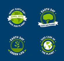 4款绿色世界地球日标签图矢量图片