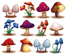 12款卡通蘑菇设计矢量