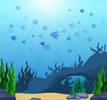 创意海底世界鱼群风景矢量图片