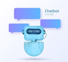 蓝色聊天机器人和对话框矢量图
