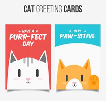 2款可爱猫咪祝福卡片矢量素材