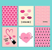 6款可爱情人节卡片矢量图片