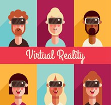 6款创意戴VR头显的人物头像图矢量