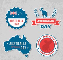 4款创意澳大利亚日标签图矢量