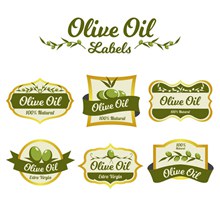 6款绿色橄榄油标签矢量下载