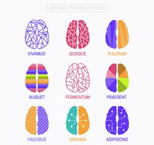 9款彩色大脑心理学标志图矢量素材
