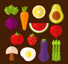 12款扁平化蔬菜和水果图矢量图下载