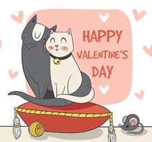 彩绘情人节情侣猫咪图矢量图片