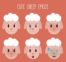 6款可爱绵羊头像表情图矢量下载
