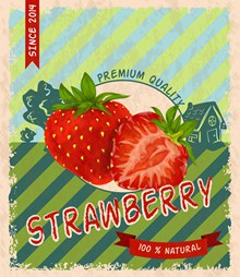 复古草莓宣传海报矢量图