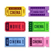6款彩色电影票设计矢量图片