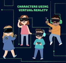 4款创意戴VR头显的人物矢量