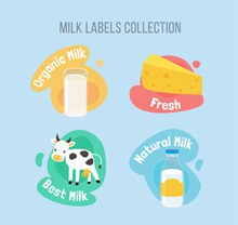 4款创意牛奶标签设计图矢量