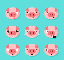 9款可爱小猪表情头像矢量下载